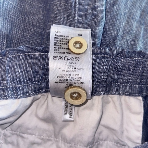 Tommy Bahama Blue 100% Linen Chambray Coconut Shell Button Breathable Pants S/P - Picture 14 of 14